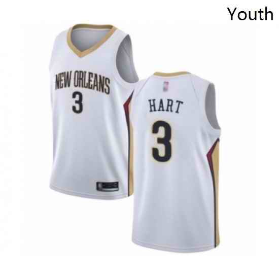 Youth New Orleans Pelicans 3 Josh Hart Swingman White Basketball Jersey Association Edition